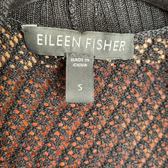 Eileen Fisher Silk Sheen Lace Cardigan Black Small - Picture 2 of 9